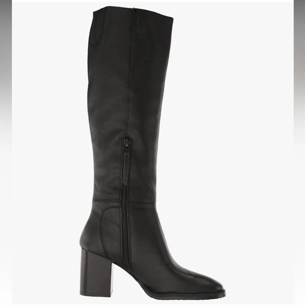 New Sam Edelman Women's Elsy Leather Knee‎ Length Black High Heel Boots Classic